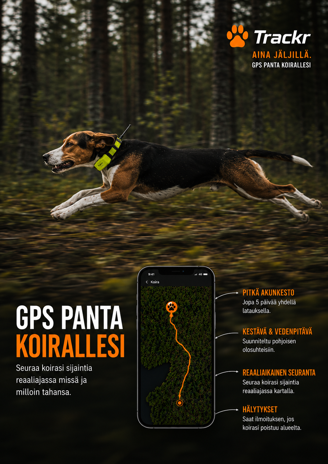 Trackr GPS dog collar ad