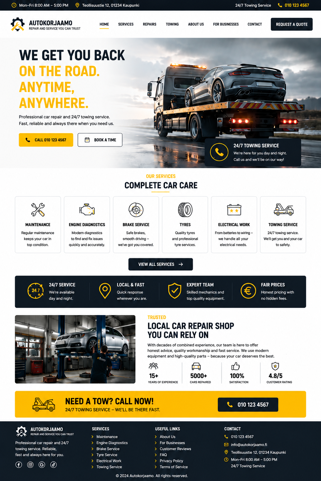 Auto repair shop website