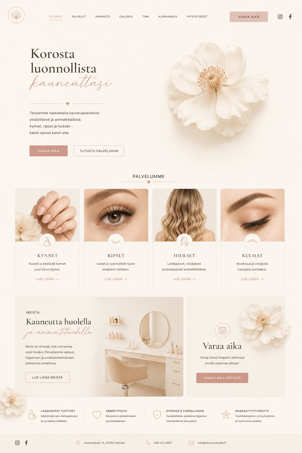 Beauty studio website