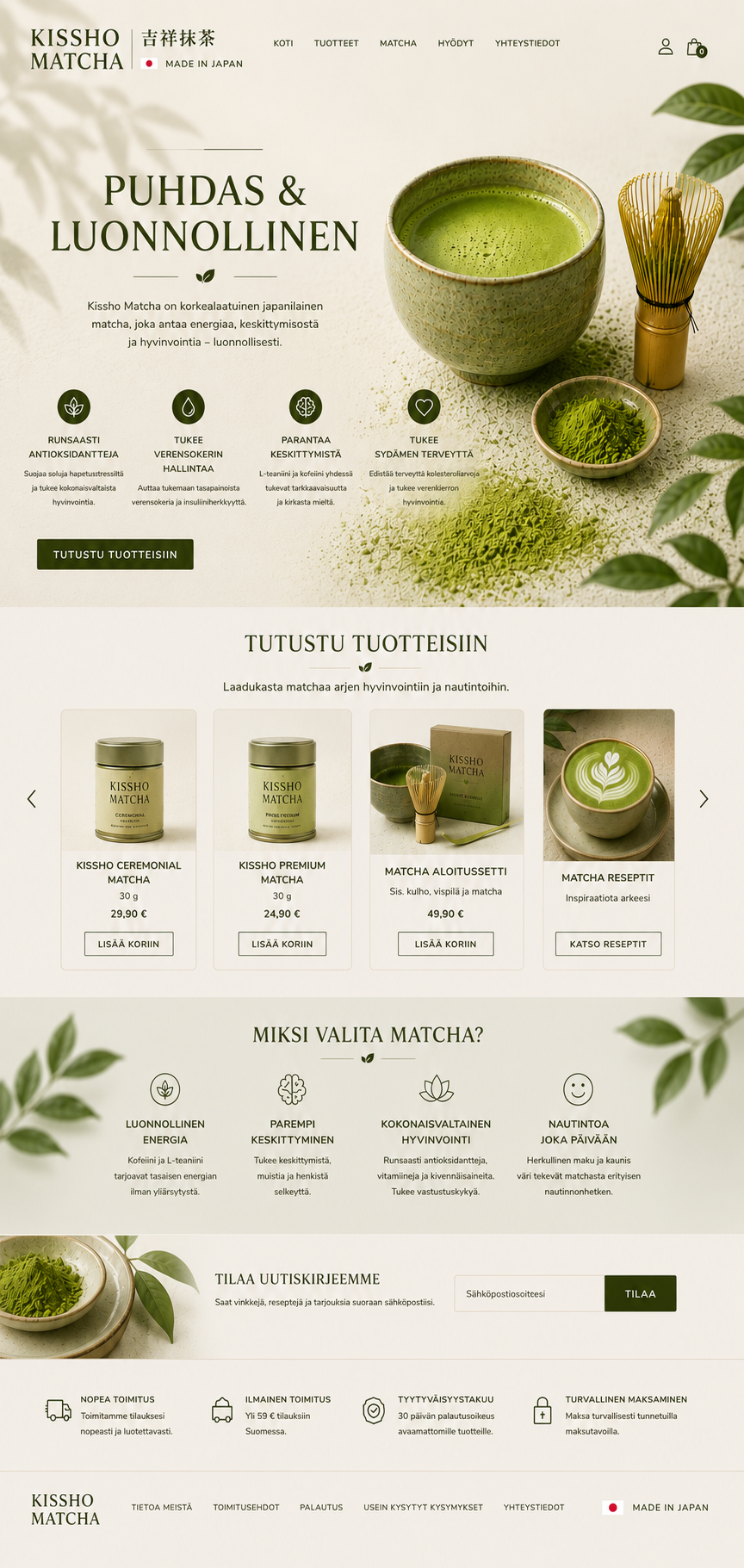 Matcha tea brand website